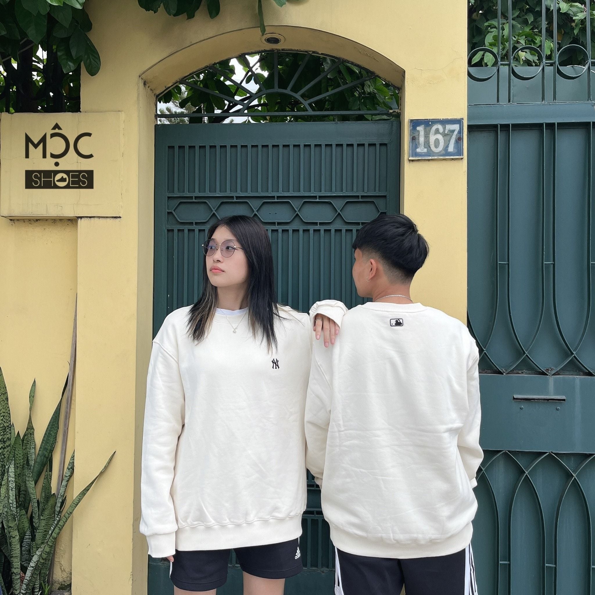  0554 - HÀNG CHÍNH HÃNG - ÁO SWEATER MLB NEW YORK YANKEES LOGO BASIC NY MÀU TRẮNG KEM - *CREAM* - CODE: 3AMTB0616 - 50CRS 