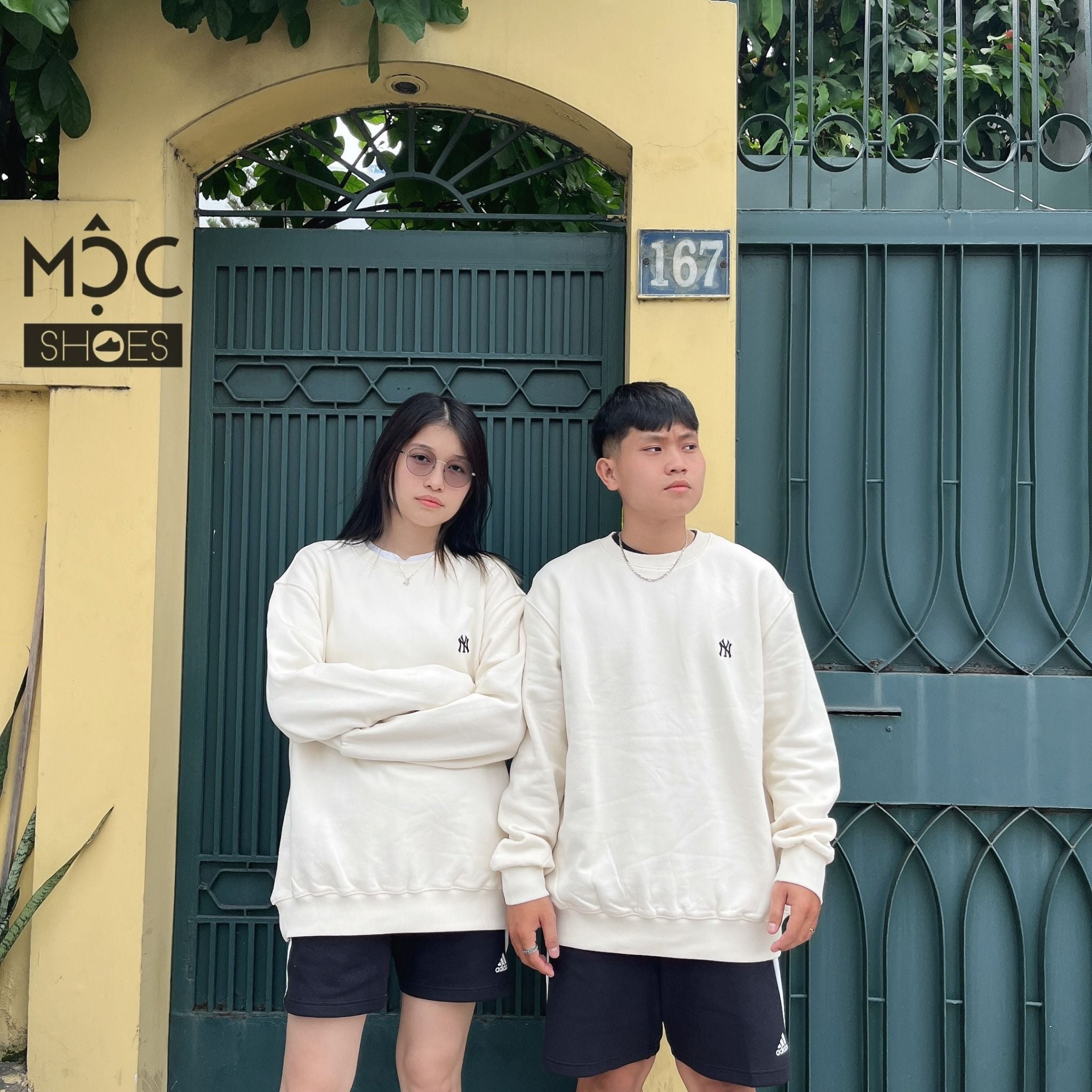  0554 - HÀNG CHÍNH HÃNG - ÁO SWEATER MLB NEW YORK YANKEES LOGO BASIC NY MÀU TRẮNG KEM - *CREAM* - CODE: 3AMTB0616 - 50CRS 