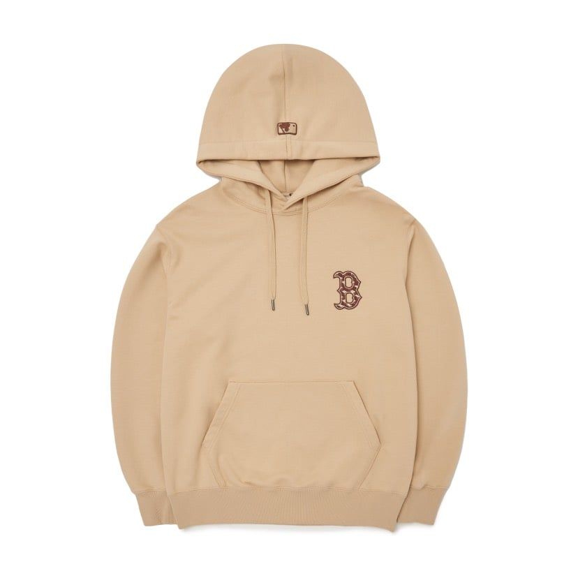  0511 - HÀNG CHÍNH HÃNG - ÁO HOODIE TAY DÀI CÓ MŨ MLB HOẠ TIẾT B ZICZAC MÀU *BEIGE/BROWN* 2022 