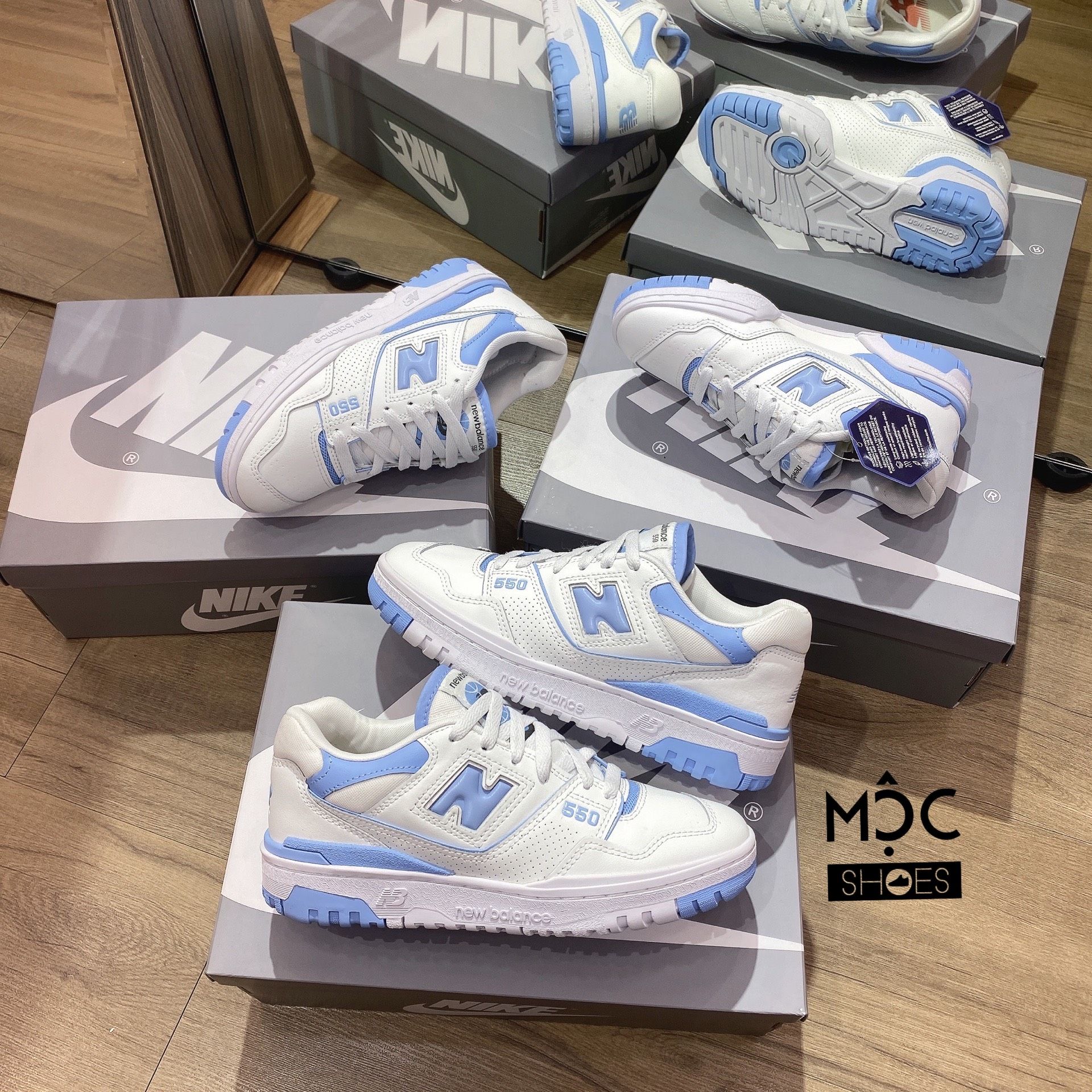  0595 - HÀNG CHÍNH HÃNG - GIÀY NEW BALANCE 550 MÀU BABY BLUE - *WHITE/BLUE* - CODE: BB550 