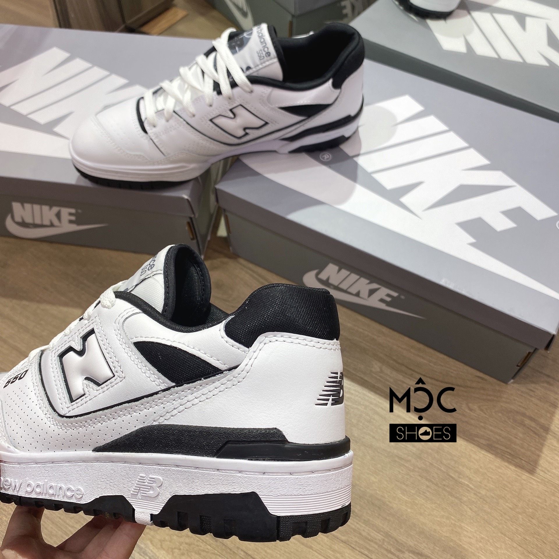  0594 - HÀNG CHÍNH HÃNG - GIÀY NEW BALANCE 550 MÀU OFFWHITE TRẮNG ĐEN - *WHITE/BLACK* - CODE: BB550HA1 