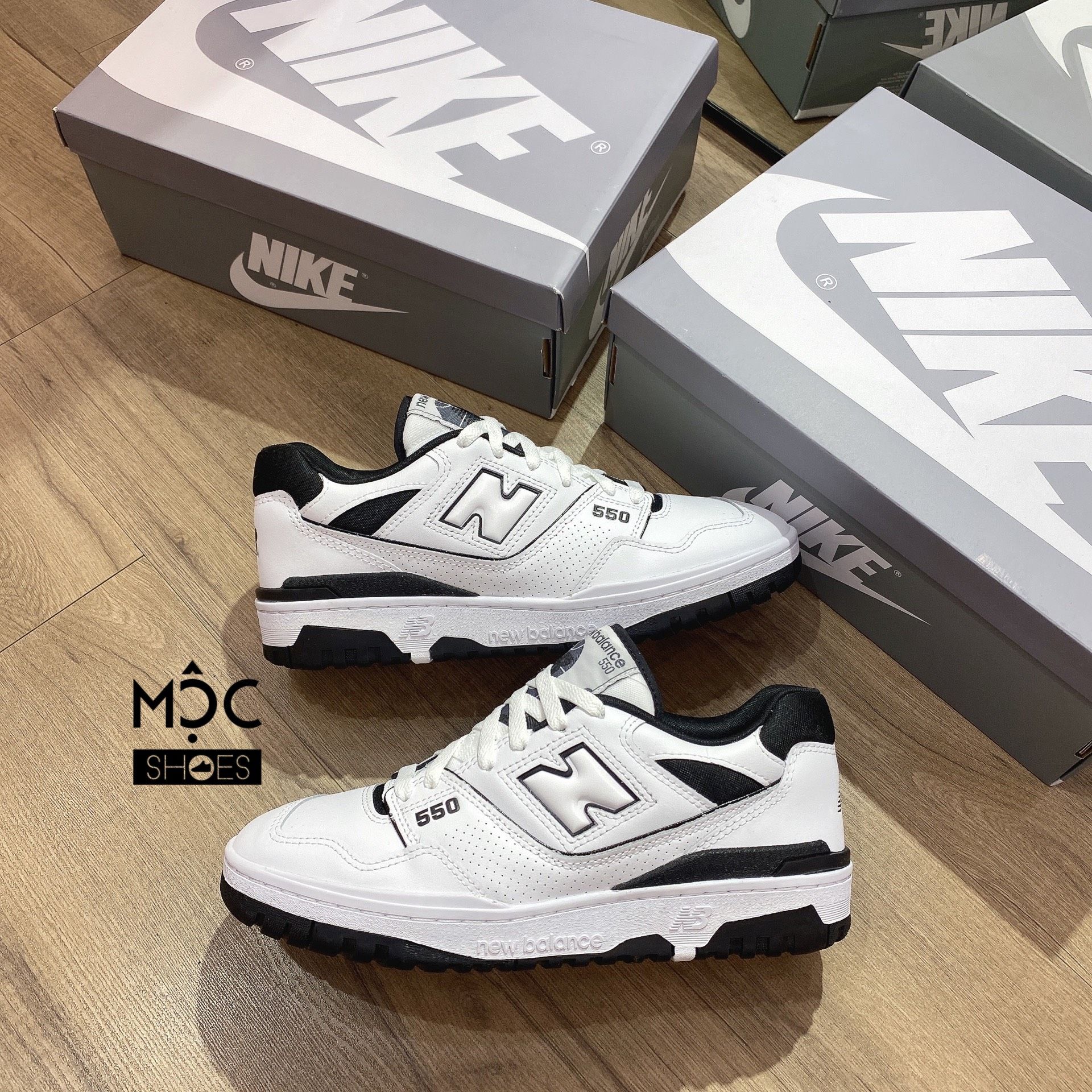  0594 - HÀNG CHÍNH HÃNG - GIÀY NEW BALANCE 550 MÀU OFFWHITE TRẮNG ĐEN - *WHITE/BLACK* - CODE: BB550HA1 