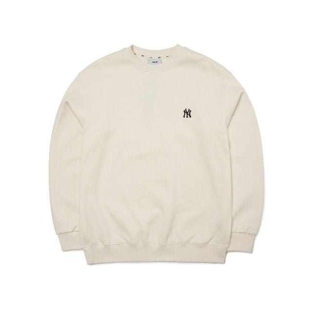  0554 - HÀNG CHÍNH HÃNG - ÁO SWEATER MLB NEW YORK YANKEES LOGO BASIC NY MÀU TRẮNG KEM - *CREAM* - CODE: 3AMTB0616 - 50CRS 