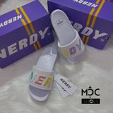  0571 - HÀNG CHÍNH HÃNG - DÉP QUAI NGANG NERDY MÀU TRẮNG LOGO CẦU VỒNG 2022 