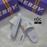  0571 - HÀNG CHÍNH HÃNG - DÉP QUAI NGANG NERDY MÀU TRẮNG LOGO CẦU VỒNG 2022 