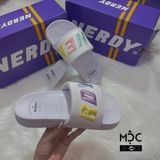  0571 - HÀNG CHÍNH HÃNG - DÉP QUAI NGANG NERDY MÀU TRẮNG LOGO CẦU VỒNG 2022 