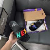  0570 - HÀNG CHÍNH HÃNG - DÉP QUAI NGANG NERDY MÀU ĐEN LOGO CẦU VỒNG 2022 