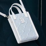  0591 - HÀNG CHÍNH HÃNG - TÚI MLB CELLPHONE DIA MONOGRAM JACQUARD MÀU XÁM SILVER - *GREY/SILVER* - CODE: 3ACRH012N-43GRS 