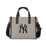  0635 - HÀNG CHÍNH HÃNG - TÚI ĐEO CHÉO MLB SMALL TOTE BASIC LOGO CANVAS NY MÀU ĐEN - *BLACK* - CODE: 3AORS062N-50BKS 