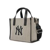  0635 - HÀNG CHÍNH HÃNG - TÚI ĐEO CHÉO MLB SMALL TOTE BASIC LOGO CANVAS NY MÀU ĐEN - *BLACK* - CODE: 3AORS062N-50BKS 