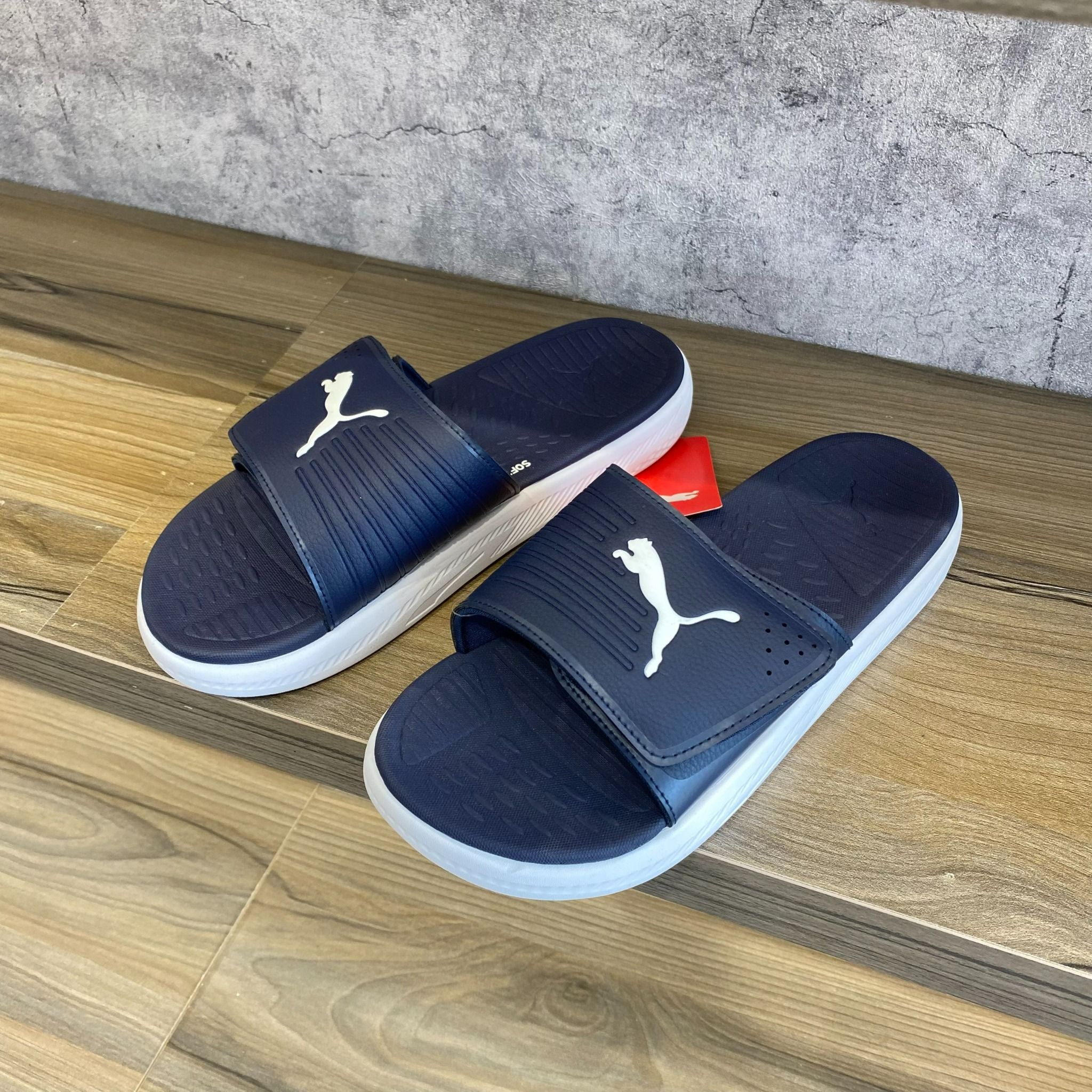  0669 - HÀNG CHÍNH HÃNG - DÉP QUAI DÁN PUMA SOFTRIDE MÀU XANH NAVY - *NAVY/WHITE* - CODE: 382112-06 