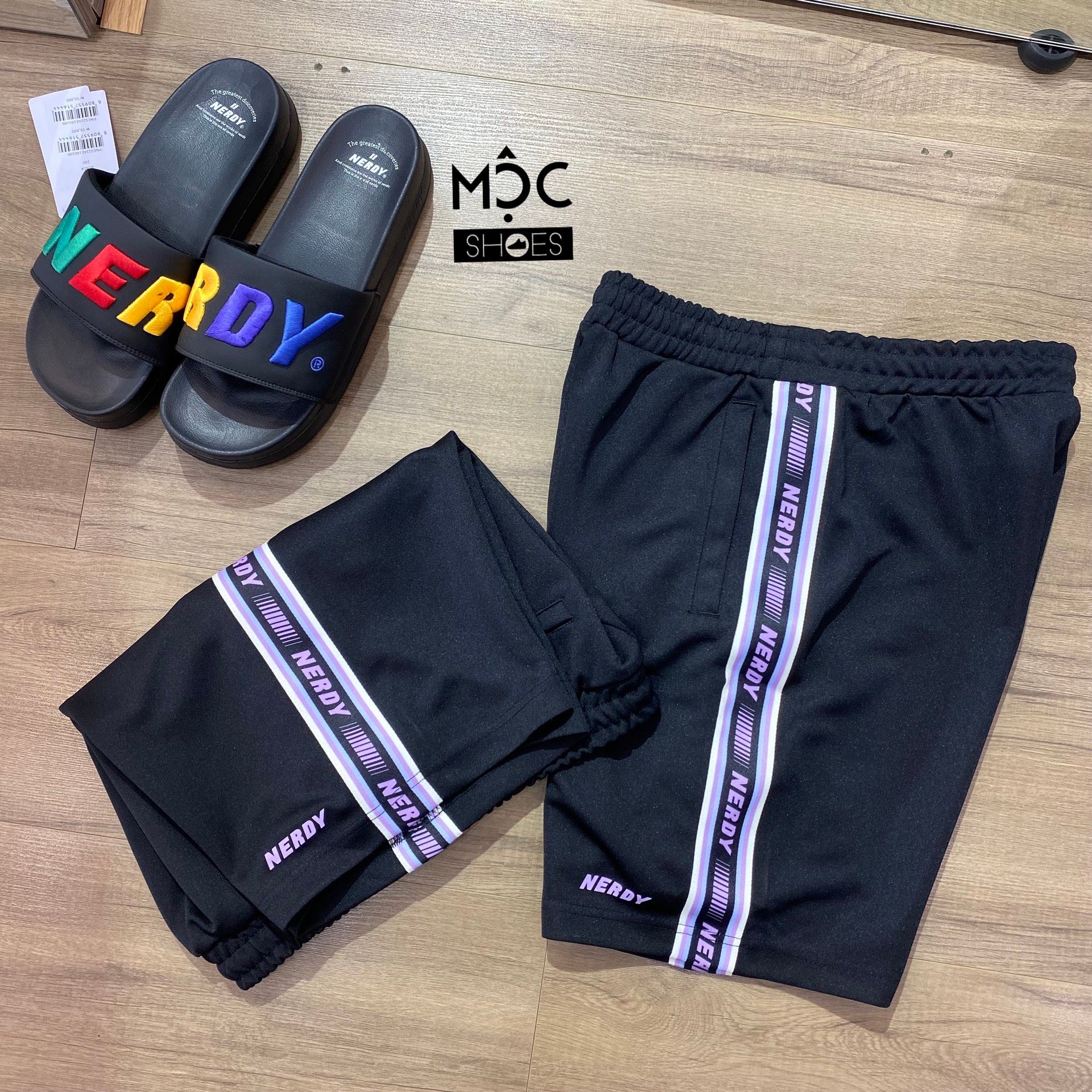  0708 - HÀNG CHÍNH HÃNG - QUẦN SHORT ĐÙI NERDY LINE MÀU ĐEN TÍM 2022 - *BLACK/VIOLET* - CODE 
