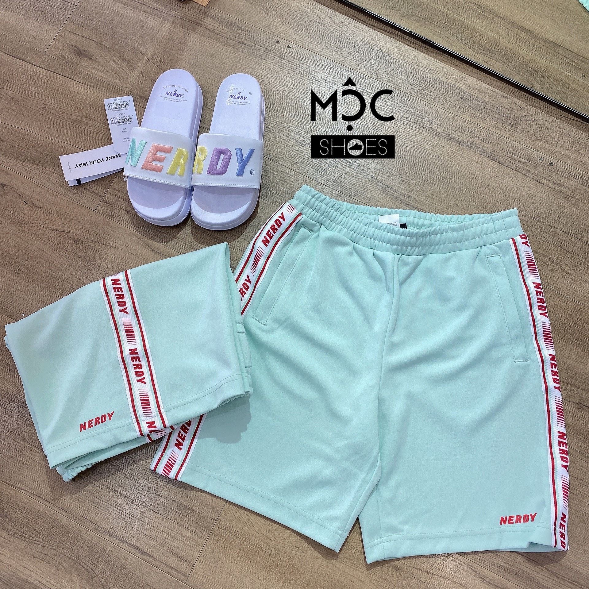  0710 - HÀNG CHÍNH HÃNG - QUẦN SHORT ĐÙI NERDY LINE MÀU XANH MINT 2022 - *MINT/RED* - CODE 