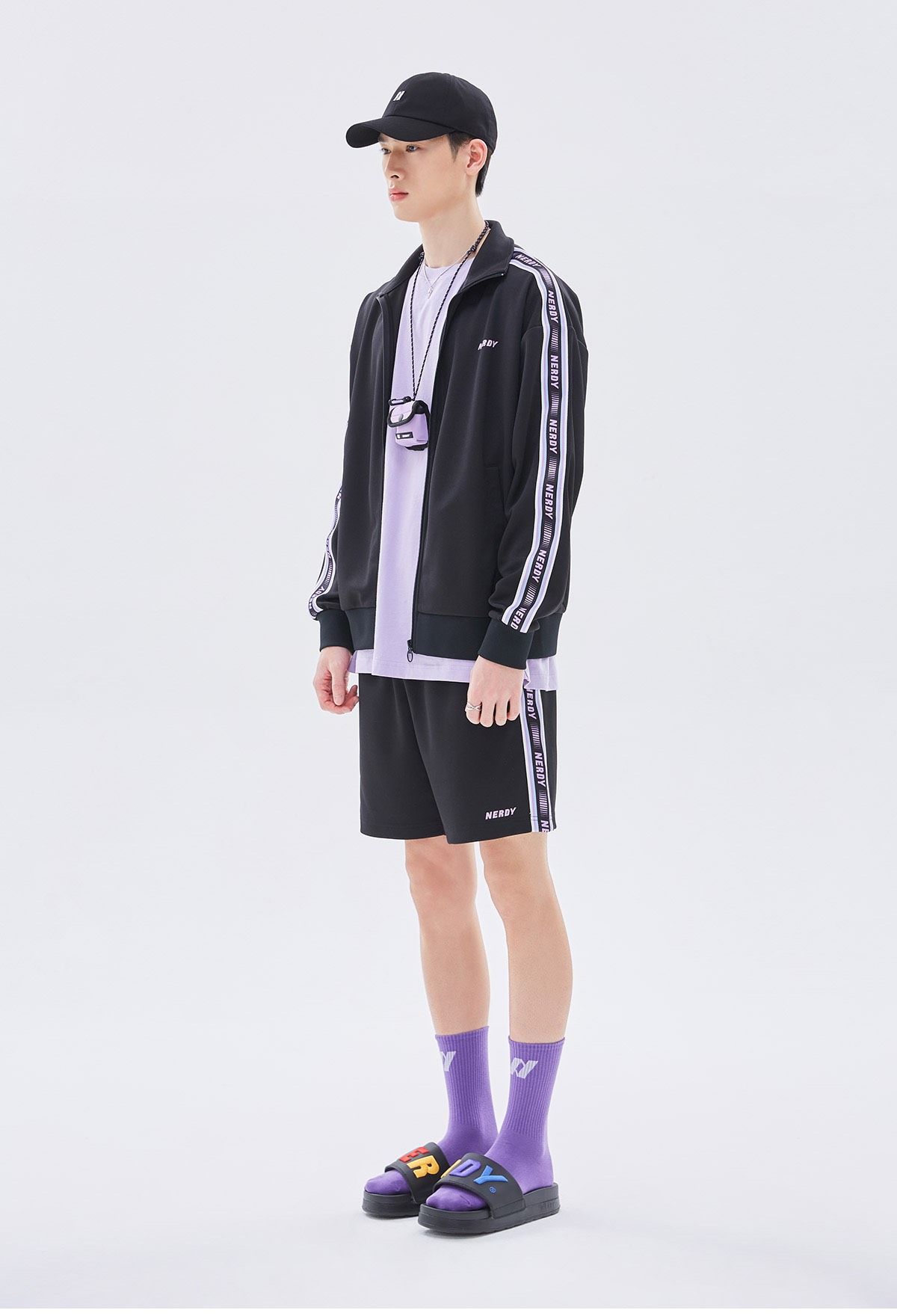  0708 - HÀNG CHÍNH HÃNG - QUẦN SHORT ĐÙI NERDY LINE MÀU ĐEN TÍM 2022 - *BLACK/VIOLET* - CODE 
