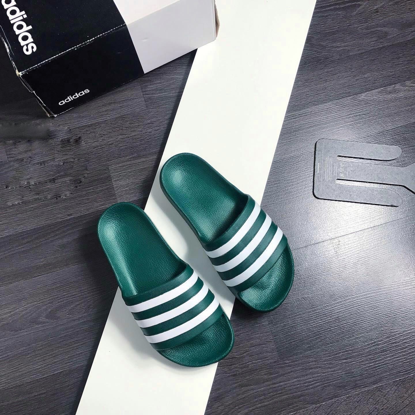  0721 - HÀNG CHÍNH HÃNG - DÉP ĐÚC ADIDAS ADILETTE AQUA SLIDE MÀU XANH LÁ SỌC TRẮNG - *GREEN/WHITE* - CODE: F35537 