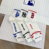  0805 - HÀNG CHÍNH HÃNG - VỚ TẤT KOREA X MLB CỔ LỬNG LOGO BOSTON ĐỎ 2022 - *WHITE* 