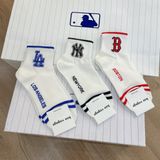  0803 - HÀNG CHÍNH HÃNG - VỚ TẤT KOREA X MLB CỔ LỬNG LOGO NEW YORK ĐEN 2022 - *WHITE* 