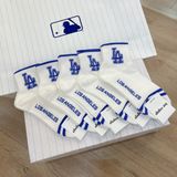  0804 - HÀNG CHÍNH HÃNG - VỚ TẤT KOREA X MLB CỔ LỬNG LOGO LA DODGERS XANH BLUE 2022 - *WHITE* 