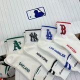  0808 - HÀNG CHÍNH HÃNG - VỚ TẤT KOREA X MLB CỔ LỬNG LOGO A'S GREEN XANH LÁ 2022 - *WHITE* 