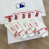  0805 - HÀNG CHÍNH HÃNG - VỚ TẤT KOREA X MLB CỔ LỬNG LOGO BOSTON ĐỎ 2022 - *WHITE* 