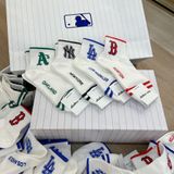  0803 - HÀNG CHÍNH HÃNG - VỚ TẤT KOREA X MLB CỔ LỬNG LOGO NEW YORK ĐEN 2022 - *WHITE* 