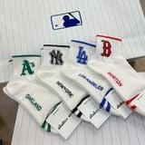  0803 - HÀNG CHÍNH HÃNG - VỚ TẤT KOREA X MLB CỔ LỬNG LOGO NEW YORK ĐEN 2022 - *WHITE* 