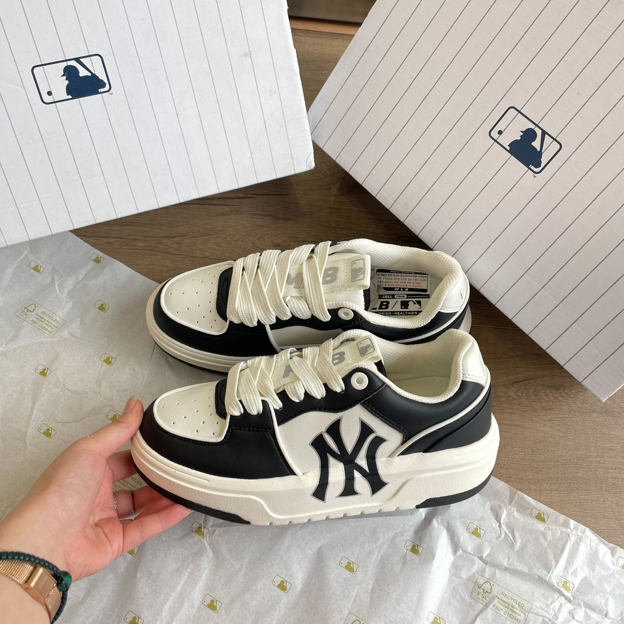  0824 - HÀNG CHÍNH HÃNG - GIÀY MLB CHUNKY LINER MÀU ĐEN VINTAGE 2023 *BLACK* - CODE: 3ASXCLB3N-50BKS 