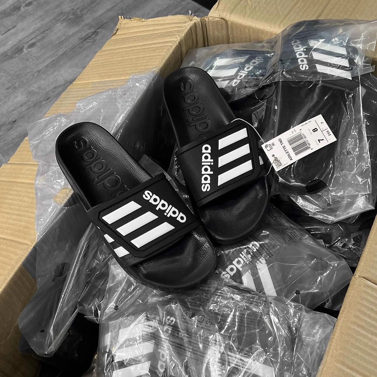  0843 - HÀNG CHÍNH HÃNG - DÉP ADIDAS TND - MÀU ĐEN SỌC TRẮNG - CODE: GZ5933 