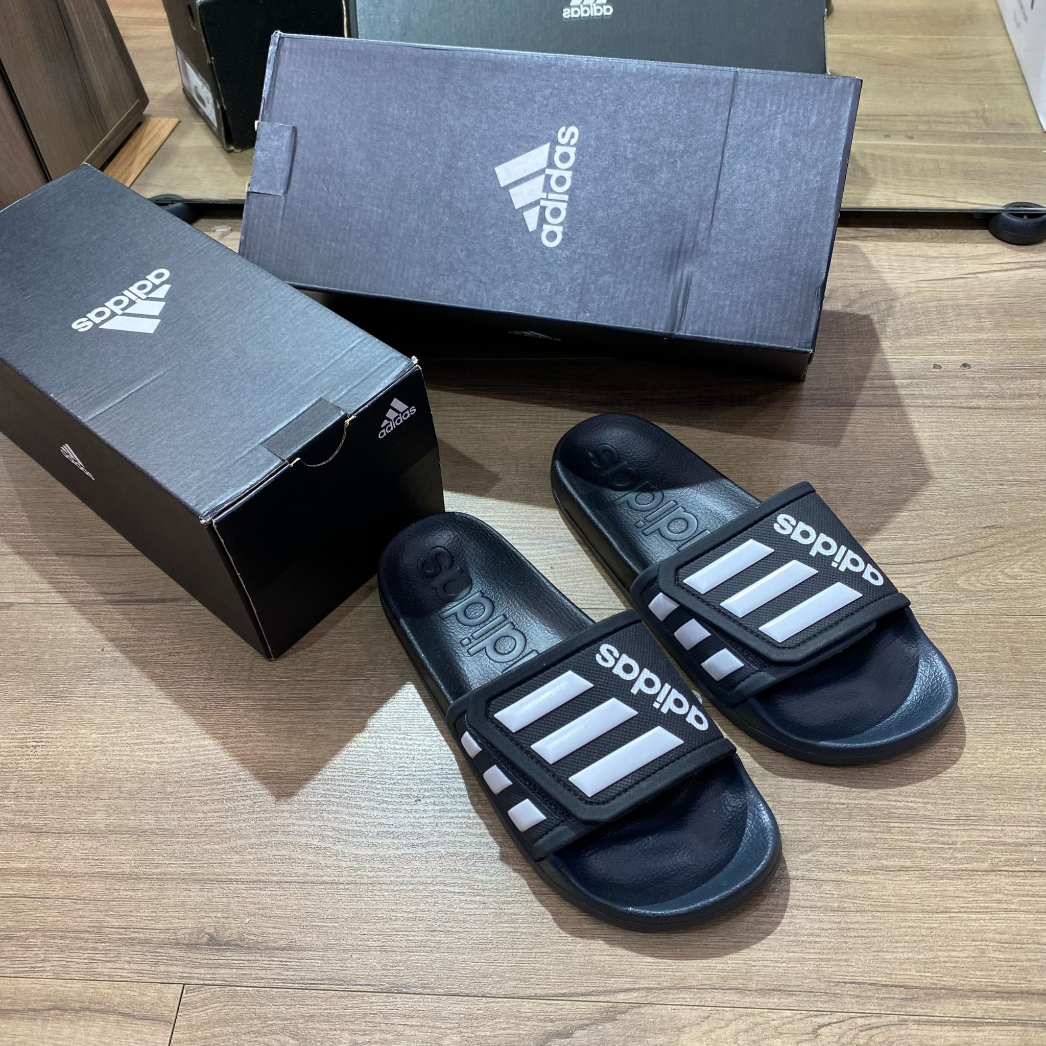  0843 - HÀNG CHÍNH HÃNG - DÉP ADIDAS TND - MÀU ĐEN SỌC TRẮNG - CODE: GZ5933 