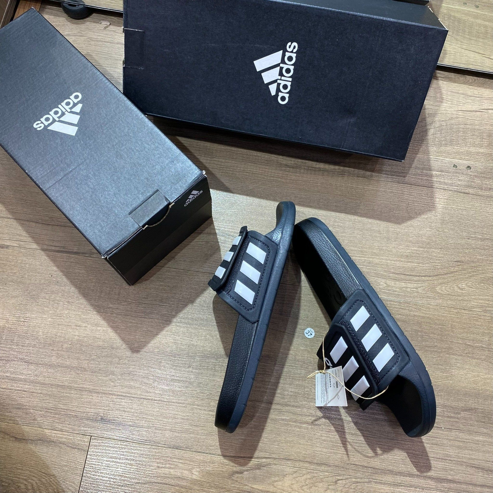  0843 - HÀNG CHÍNH HÃNG - DÉP ADIDAS TND - MÀU ĐEN SỌC TRẮNG - CODE: GZ5933 