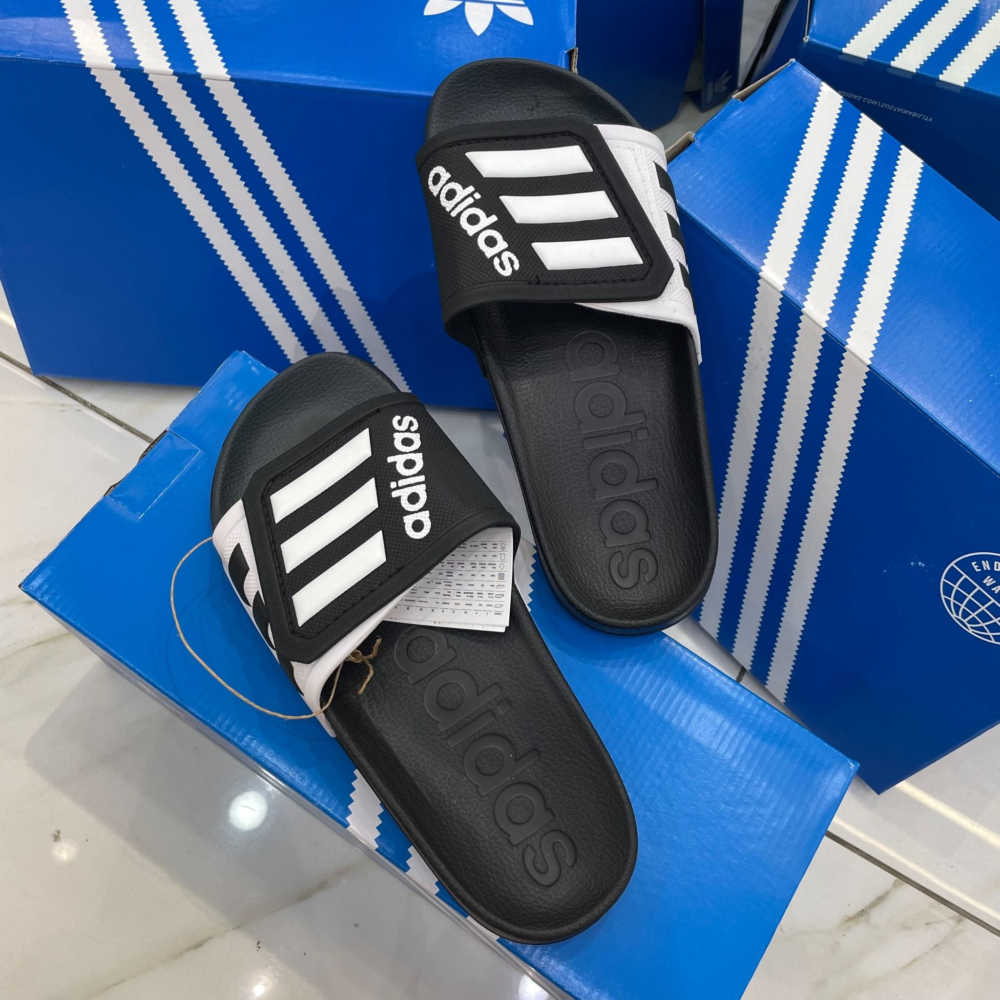  0996 - HÀNG CHÍNH HÃNG - DÉP ADIDAS TND * MÀU ĐEN QUAI TRẮNG * - CODE: GZ5933 