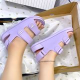  1028 - HÀNG CHÍNH HÃNG -  GIÀY SANDAL MLB - TÍM TRƠN - QUAI NHỰA 