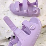  1028 - HÀNG CHÍNH HÃNG -  GIÀY SANDAL MLB - TÍM TRƠN - QUAI NHỰA 