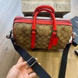  1118 - HÀNG CHÍNH HÃNG - TÚI ĐEO COACH CROSSBODY MÀU NÂU VIỀN ĐỎ - CODE: B2280 - CA014 