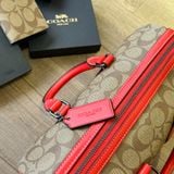  1118 - HÀNG CHÍNH HÃNG - TÚI ĐEO COACH CROSSBODY MÀU NÂU VIỀN ĐỎ - CODE: B2280 - CA014 