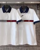  1141 - HÀNG CHÍNH HÃNG - ÁO Tommy - POLO - REGULAR FIT TOMMY BAR STRIPE  - TRẮNG 