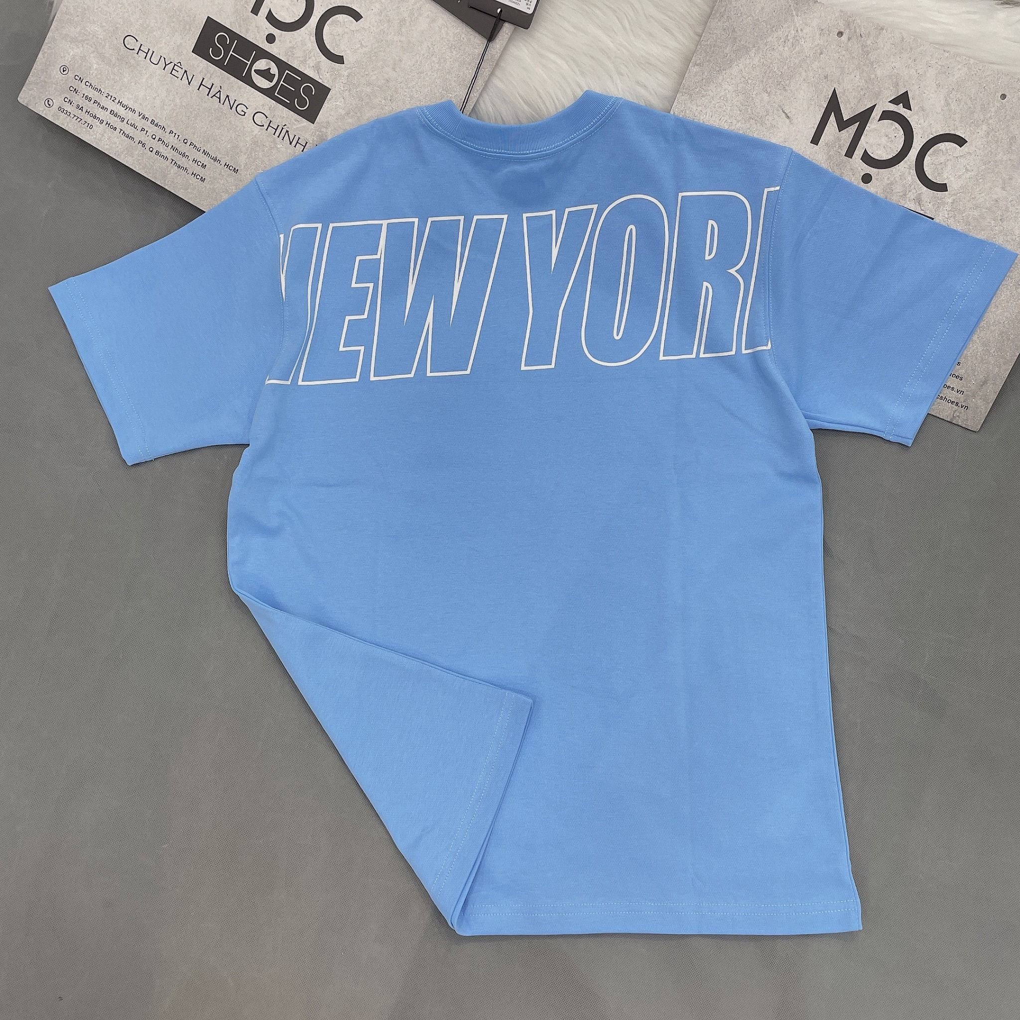 1174 - HÀNG CHÍNH HÃNG - ÁO THUN NEW ERA - NEW YORK CHẠY NGANG - BABY BLUE - CODE: 12354552 
