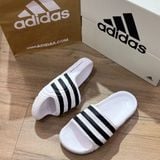  1248 - HÀNG CHÍNH HÃNG - DÉP ADIDAS 22 - BẬC THANG * TRẮNG SỌC ĐEN * 