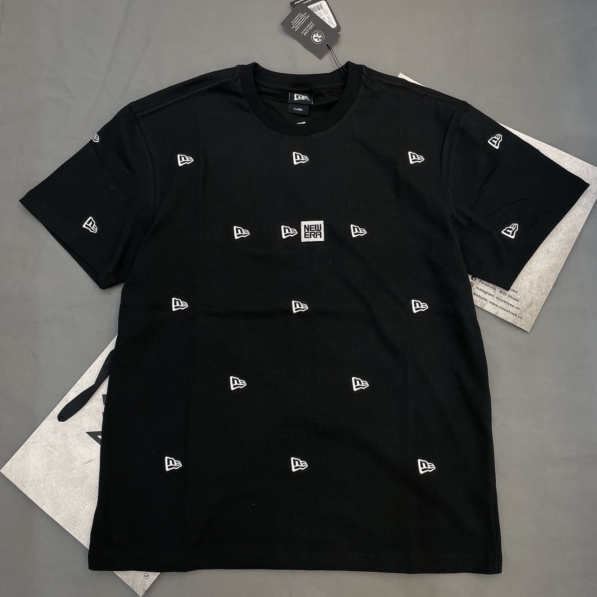  1262 - HÀNG CHÍNH HÃNG - ÁO THUN NEW ERA - NHIỀU LOGO NEW ERA - ĐEN - CODE : 13560488 