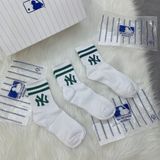  1275 - HÀNG CHÍNH HÃNG - VỚ TẤT KOREA X MLB CỔ LỬNG - GREEN/XANH LÁ VER 2 [ 2023 ] - *WHITE 2 SỌC* 