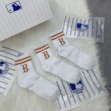  1275 - HÀNG CHÍNH HÃNG - VỚ TẤT KOREA X MLB CỔ LỬNG - GREEN/XANH LÁ VER 2 [ 2023 ] - *WHITE 2 SỌC* 