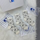  1282 - HÀNG CHÍNH HÃNG - VỚ TẤT KOREA X MLB CỔ LỬNG  - MÀU HỒNG [ DIA MONOGRAM 2023 ] - *ZIKZAK* 