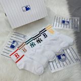  1279  - HÀNG CHÍNH HÃNG - VỚ TẤT KOREA X MLB CỔ LỬNG - VÀNG / VER 2 [ 2023 ] - *WHITE 2 SỌC* 