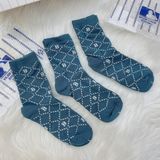  1280 - HÀNG CHÍNH HÃNG - VỚ TẤT KOREA X MLB CỔ LỬNG  - MÀU ĐEN [ DIA MONOGRAM 2023 ] - *ZIKZAK* 