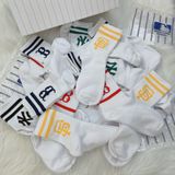  1273 - HÀNG CHÍNH HÃNG - VỚ TẤT KOREA X MLB CỔ LỬNG - ĐEN VER 2 [ 2023 ] - *WHITE 2 SỌC* 