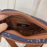  1286 - HÀNG CHÍNH HÃNG - TÚI ĐEO CHÉO ĐỰNG THẺ MLB DIAMOND MONOGRAM JQD NEW YORK YANKEES - XANH DENIM VIỀN NÂU - CODE : 7ACRMD83N - 50NYS 