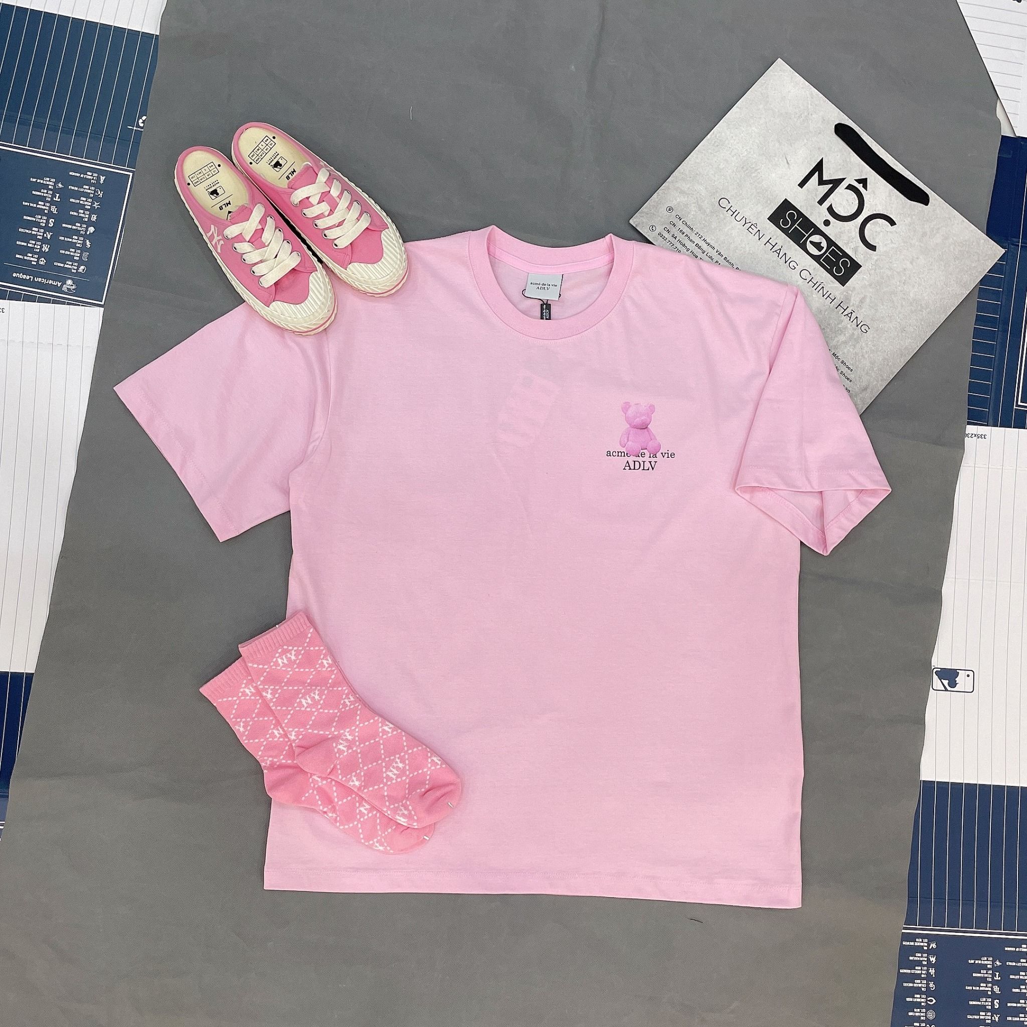  1306 - HÀNG CHÍNH HÃNG - ÁO PHÔNG ACMÉ DE LA VIE ADLV T-SHIRT TEDDY SHORT SLEEVE - HỒNG 