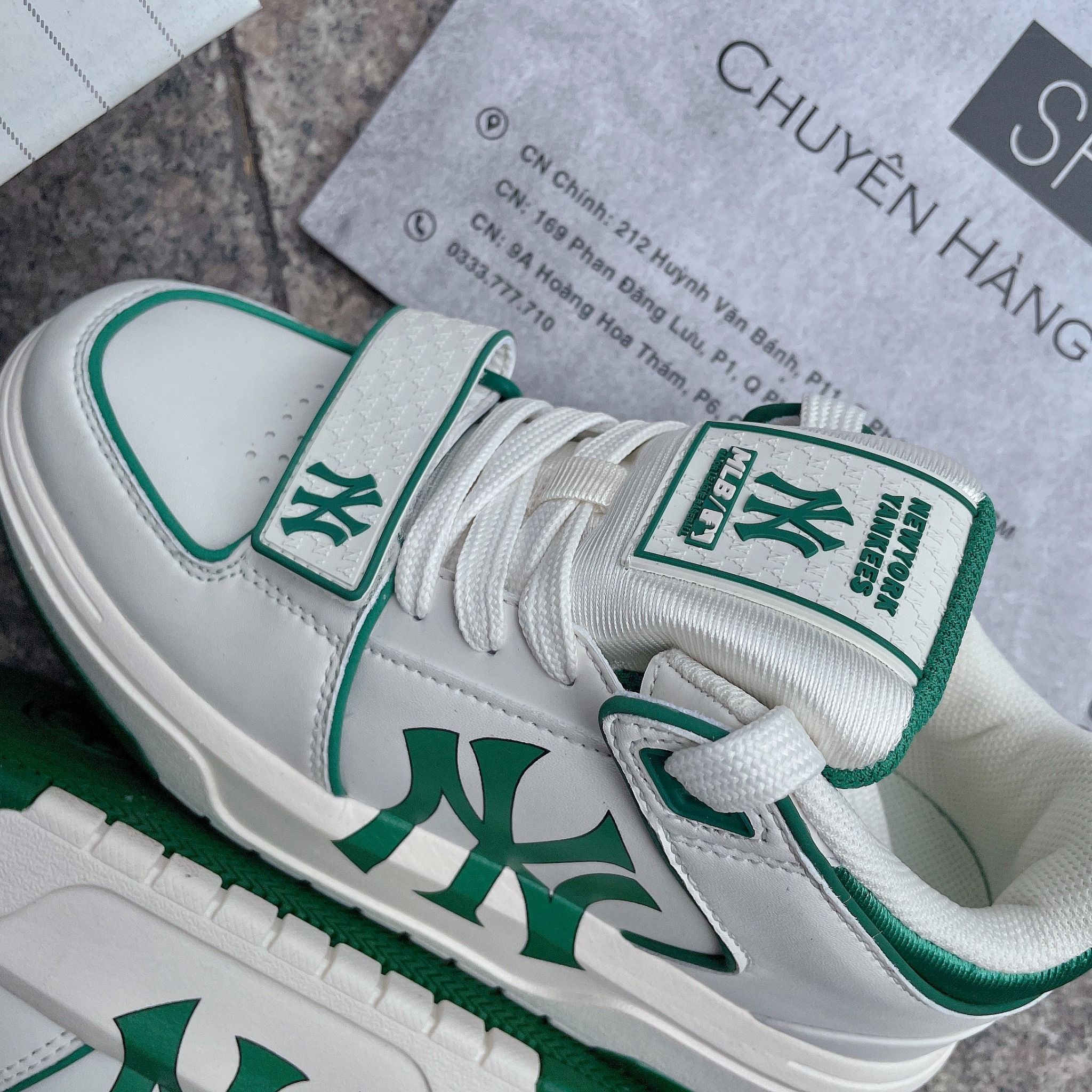  1333 - HÀNG CHÍNH HÃNG - GIÀY MLB CHUNKY LINER MID MONOGRAM MÀU XANH GREEN NY - *WHITE/GREEN* - CODE: 3ASXLMB3N 