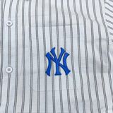  1343 - HÀNG CHÍNH HÃNG - ÁO SƠ MI MLB - STRIPE SHORT SLEEVE SHIRT NEW YORK YANKEES - XANH SỌC - CODE: 31WSU4131-50S 