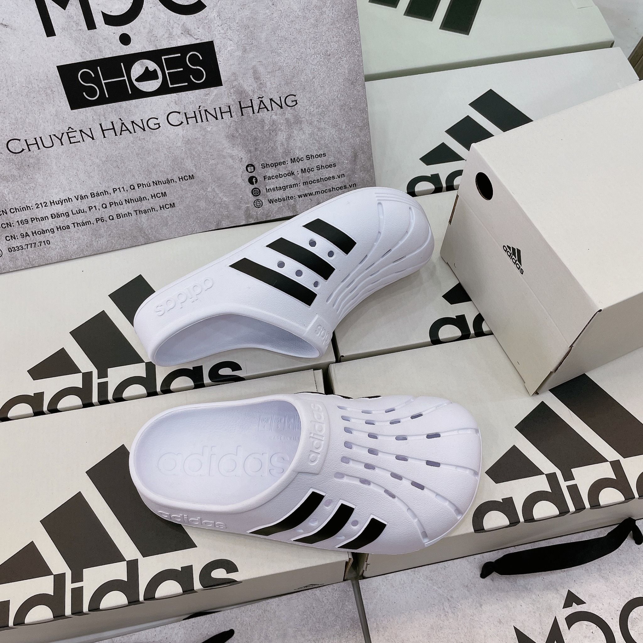  1362 - HÀNG CHÍNH HÃNG - Dép ADIDAS - ADILETTE CLOGS (RỌ)  - *Trắng *  - CODE : FY8970 